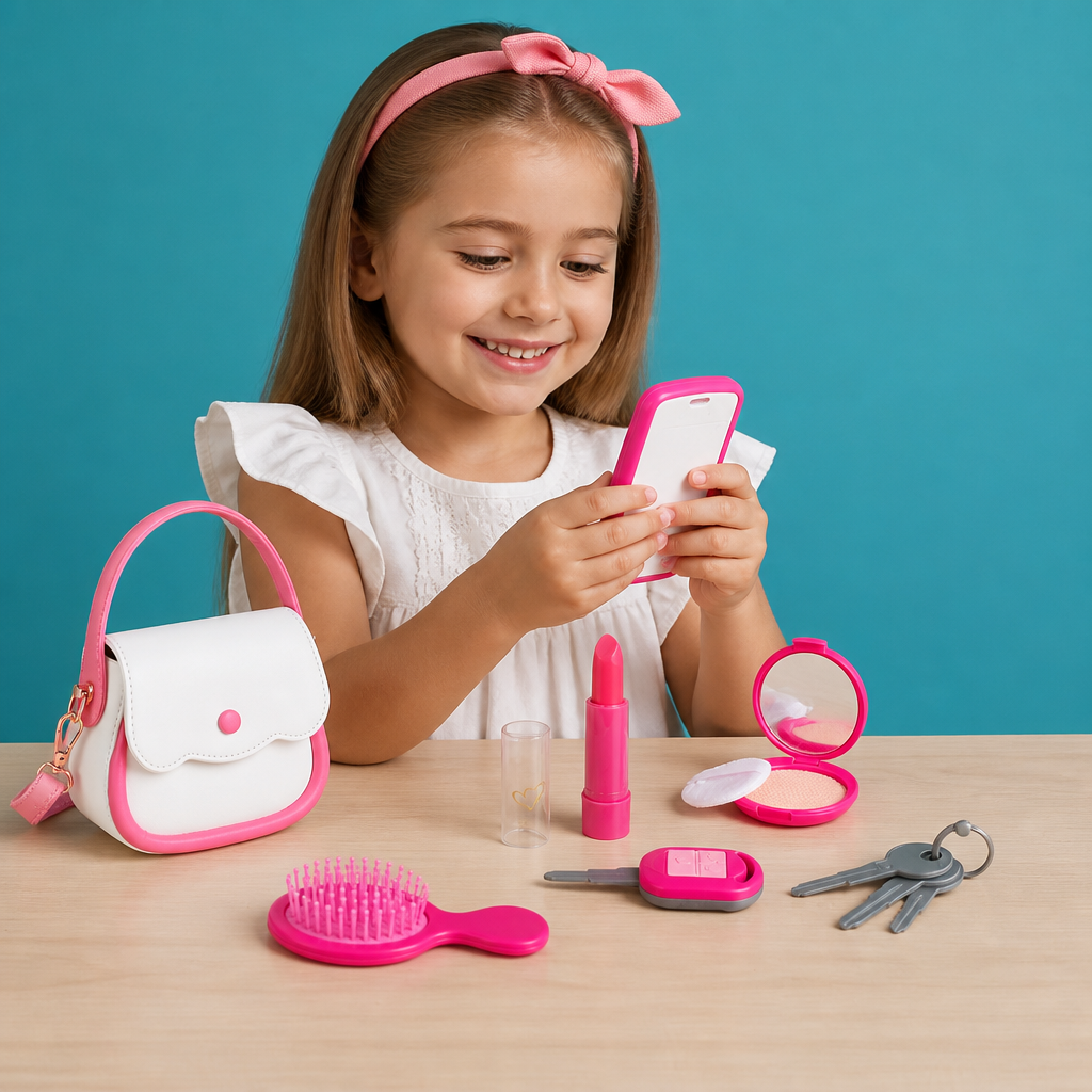 Kinder-Handtaschen-Spielset mit Handy, Make-up & Zubehör