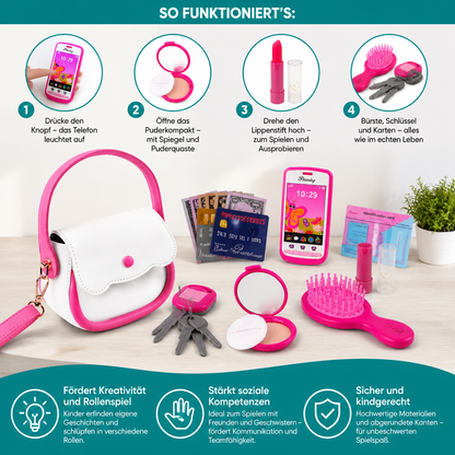 Kinder-Handtaschen-Spielset mit Handy, Make-up & Zubehör