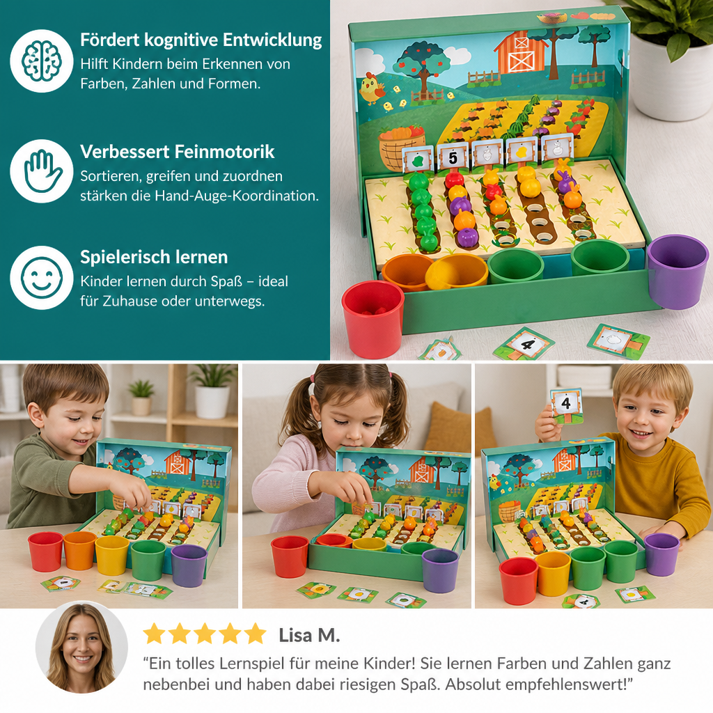 Montessori Sortier Farben & Zahlenfarm Lernspiel