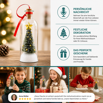 Aufnehmbare Weihnachtsbotschaft in der Flasche als Anhänger mit Sprachwiedergabe