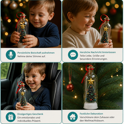 Aufnehmbare Weihnachtsbotschaft in der Flasche als Anhänger mit Sprachwiedergabe