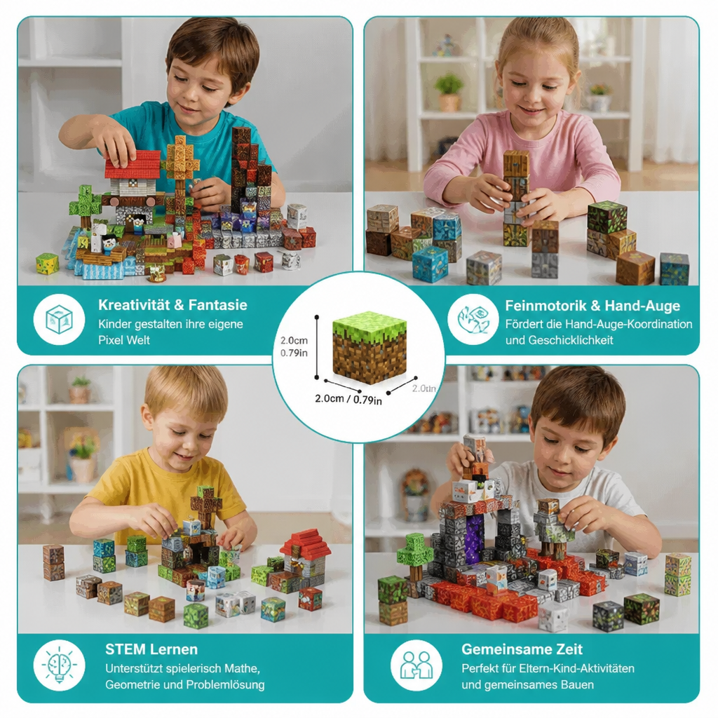 100-teiliges Magnetbaustein-Würfelset – Montessori-MINT-Konstruktionsspielzeug für Kinder