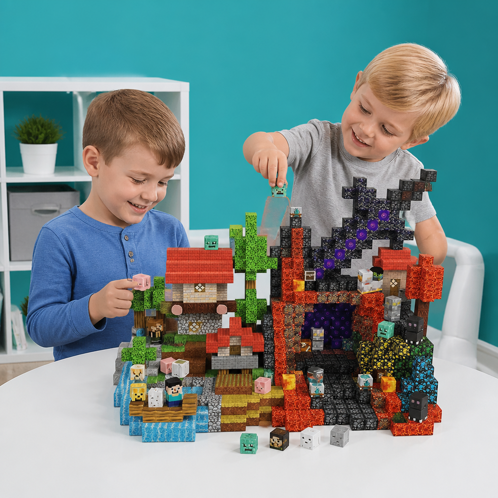 100-teiliges Magnetbaustein-Würfelset – Montessori-MINT-Konstruktionsspielzeug für Kinder