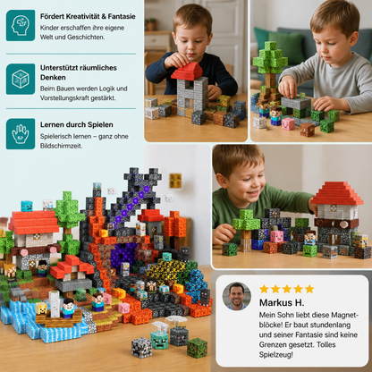 100-teiliges Magnetbaustein-Würfelset – Montessori-MINT-Konstruktionsspielzeug für Kinder
