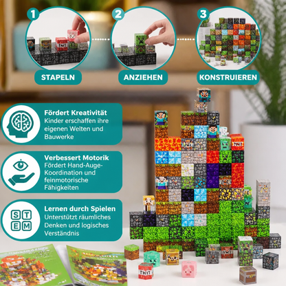 100-teiliges Magnetbaustein-Würfelset – Montessori-MINT-Konstruktionsspielzeug für Kinder