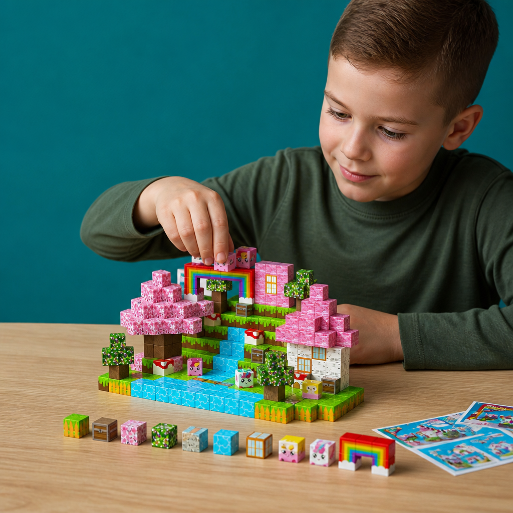 100-teiliges Magnetbaustein-Würfelset – Montessori-MINT-Konstruktionsspielzeug für Kinder