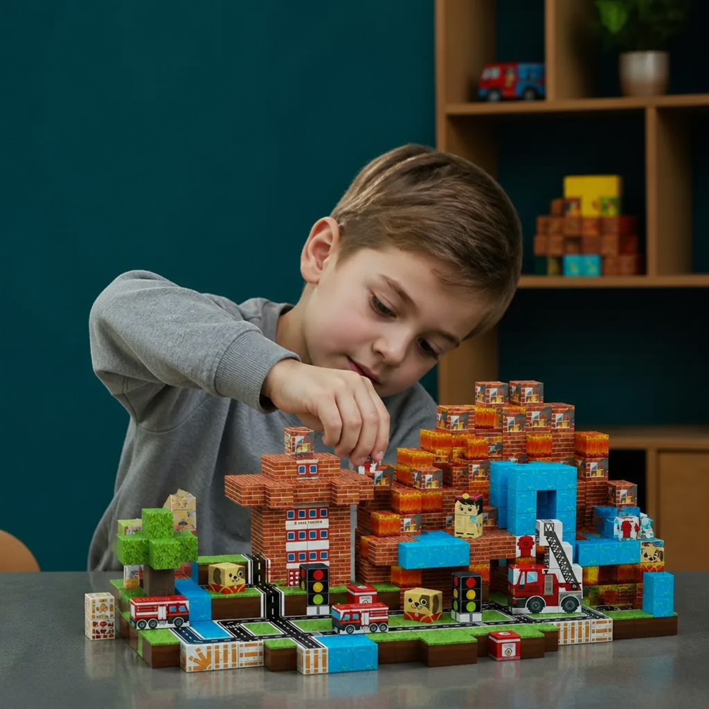 100-teiliges Magnetbaustein-Würfelset – Montessori-MINT-Konstruktionsspielzeug für Kinder