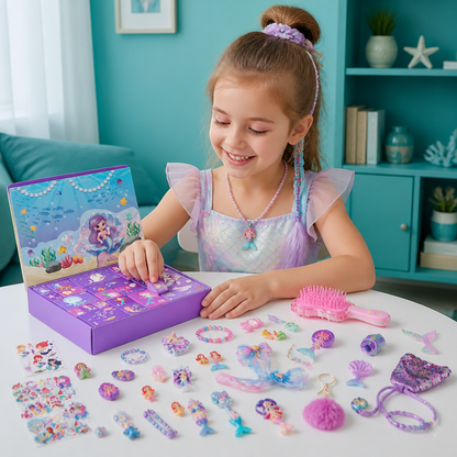 24-Tage-Meerjungfrauen-Adventskalender mit Haaraccessoires, Stickern & Überraschungsgeschenken