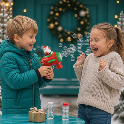 Elektrische Weihnachts-Seifenblasenpistole mit Licht & Sound für Kinder