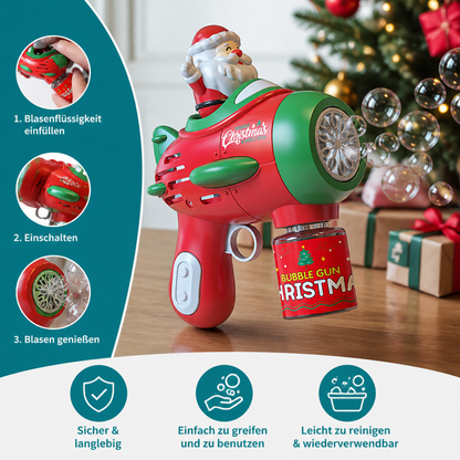 Elektrische Weihnachts-Seifenblasenpistole mit Licht & Sound für Kinder