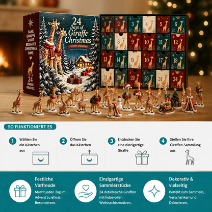 24-Tage-Weihnachts-Adventskalender mit Giraffenfiguren