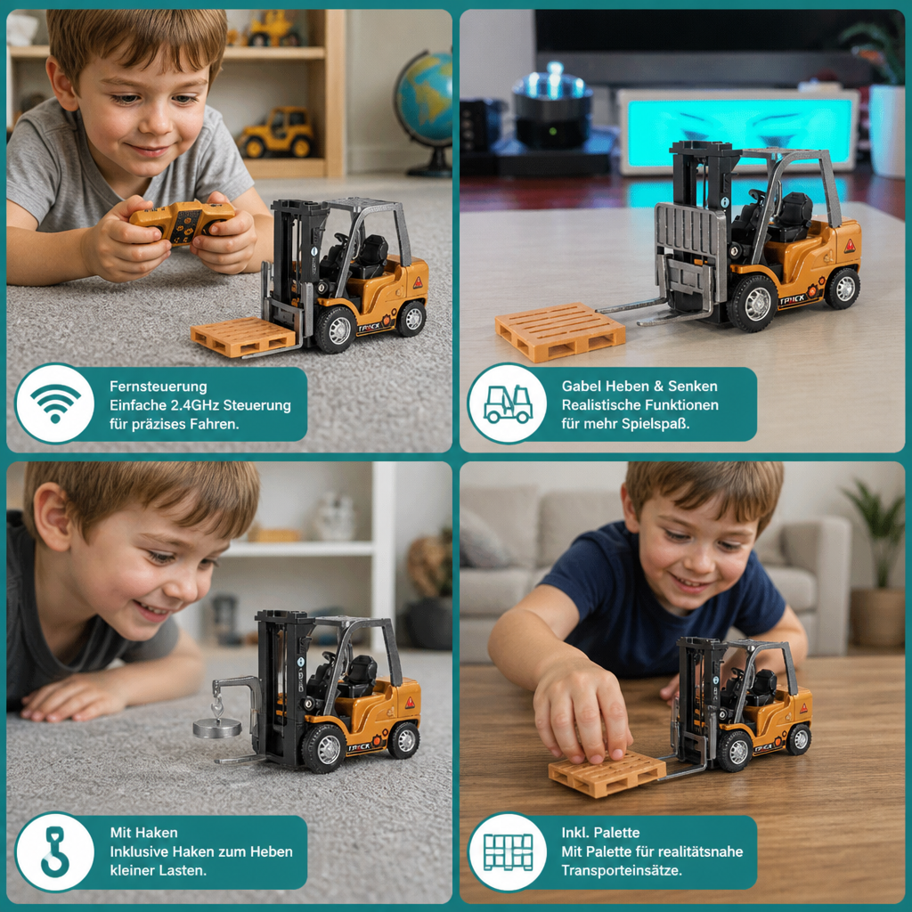 RC-Baufahrzeuge im Maßstab 1:64 – Gabelstapler, Bagger, Muldenkipper & Bulldozer