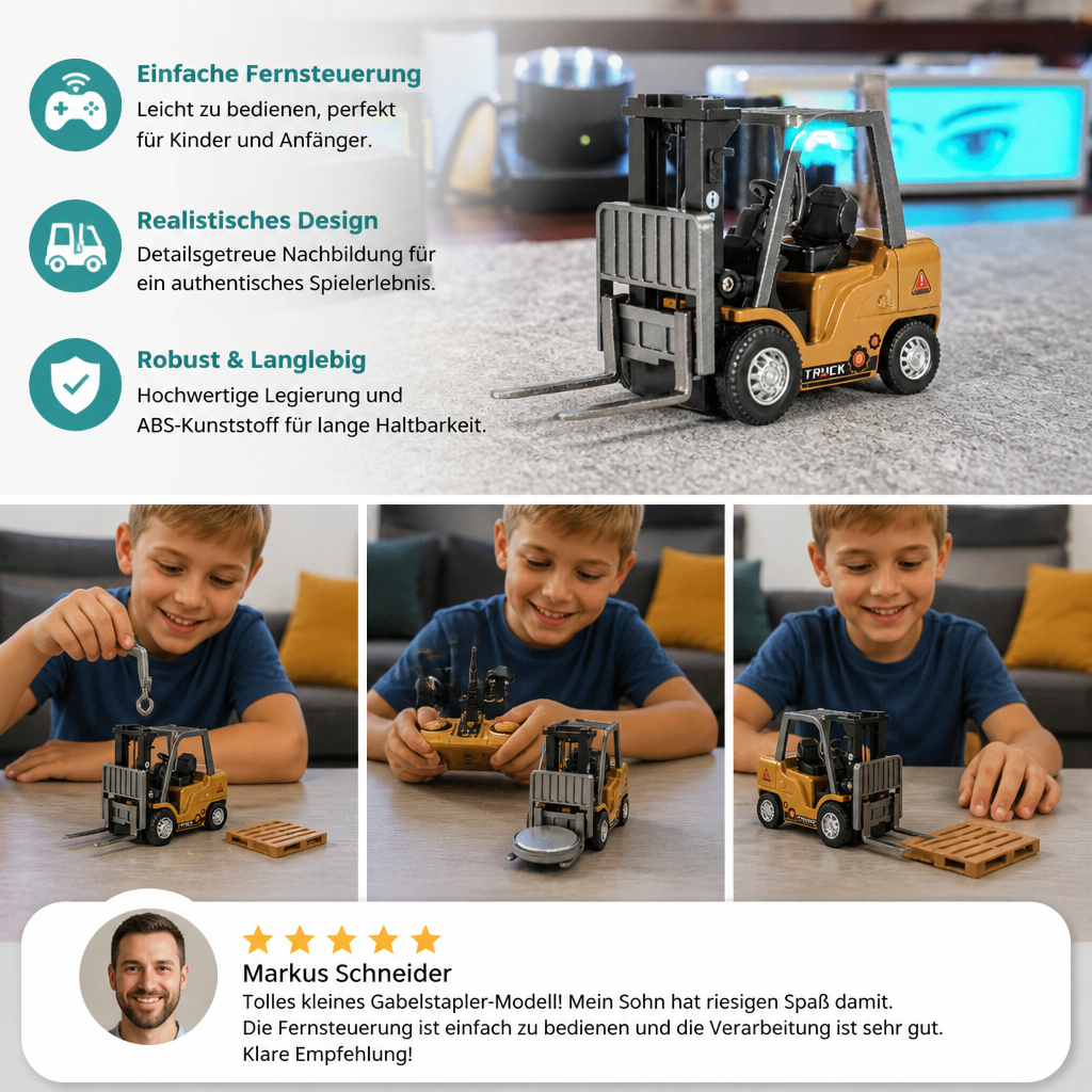 RC-Baufahrzeuge im Maßstab 1:64 – Gabelstapler, Bagger, Muldenkipper & Bulldozer