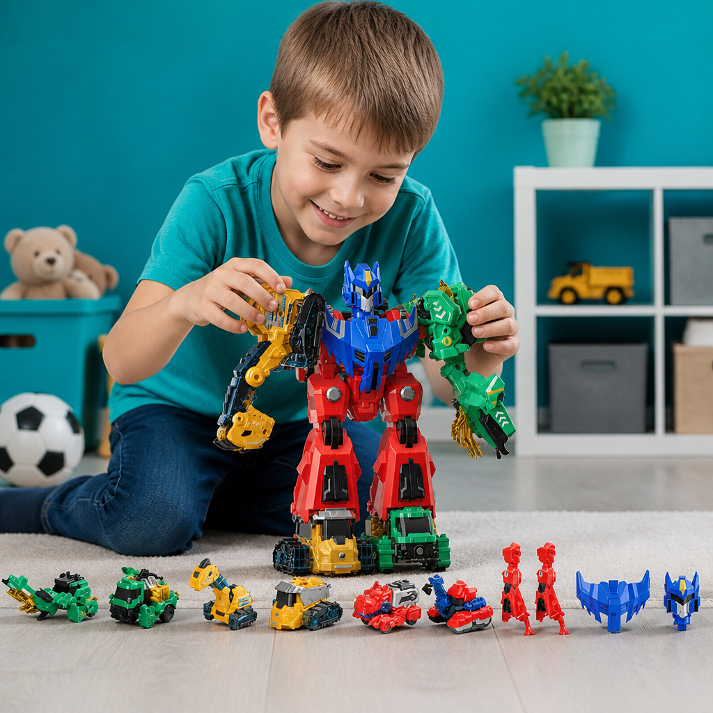6-in-1 Magnetisches Verwandlungsspielzeug – Baue 6 Fahrzeuge, 3 Dinosaurier & 1 Roboter
