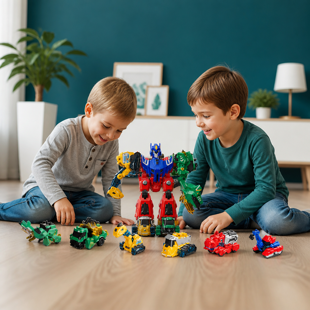 6-in-1 Magnetisches Verwandlungsspielzeug – Baue 6 Fahrzeuge, 3 Dinosaurier & 1 Roboter