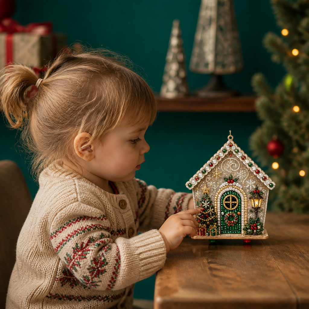 DIY-3D-Lebkuchenhaus-Puzzle aus Holz & Diamond-Art-Set