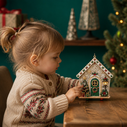 DIY-3D-Lebkuchenhaus-Puzzle aus Holz & Diamond-Art-Set