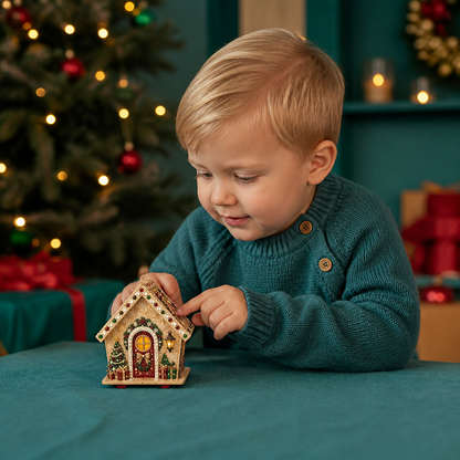 DIY-3D-Lebkuchenhaus-Puzzle aus Holz & Diamond-Art-Set