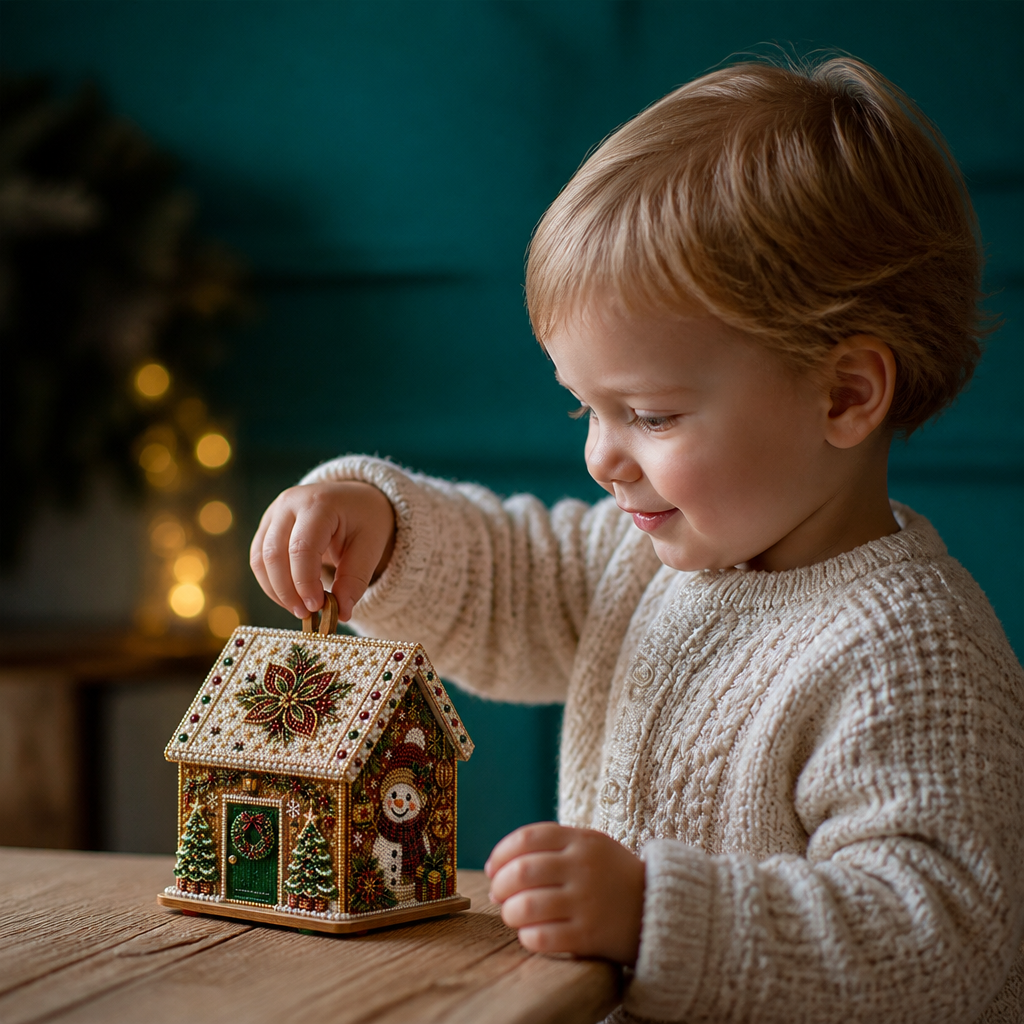 DIY-3D-Lebkuchenhaus-Puzzle aus Holz & Diamond-Art-Set