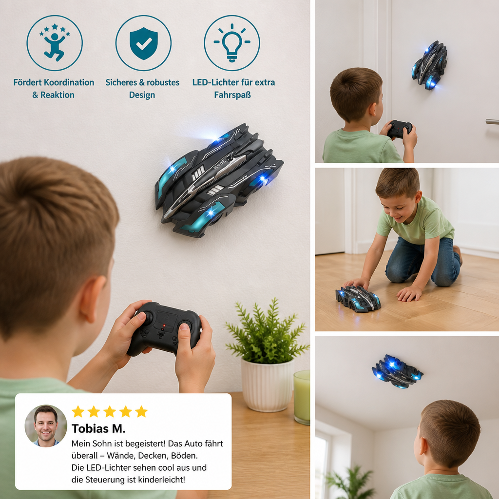 Ferngesteuertes Wandkletter-Auto mit LED-Lichtern