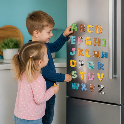 Tier-Alphabet- & Zahlen-Kühlschrankmagnete – Buchstabier- & Lernset für Kinder
