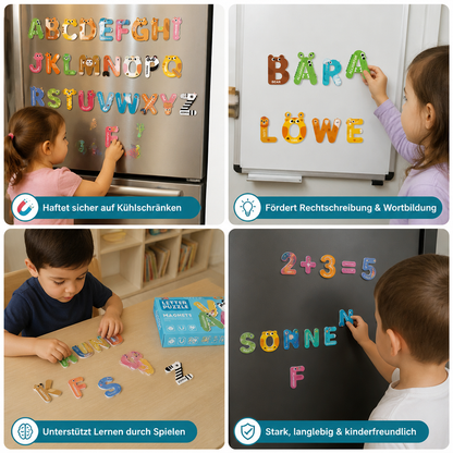 Tier-Alphabet- & Zahlen-Kühlschrankmagnete – Buchstabier- & Lernset für Kinder