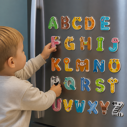 Tier-Alphabet- & Zahlen-Kühlschrankmagnete – Buchstabier- & Lernset für Kinder