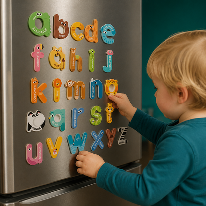 Tier-Alphabet- & Zahlen-Kühlschrankmagnete – Buchstabier- & Lernset für Kinder