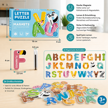 Tier-Alphabet- & Zahlen-Kühlschrankmagnete – Buchstabier- & Lernset für Kinder