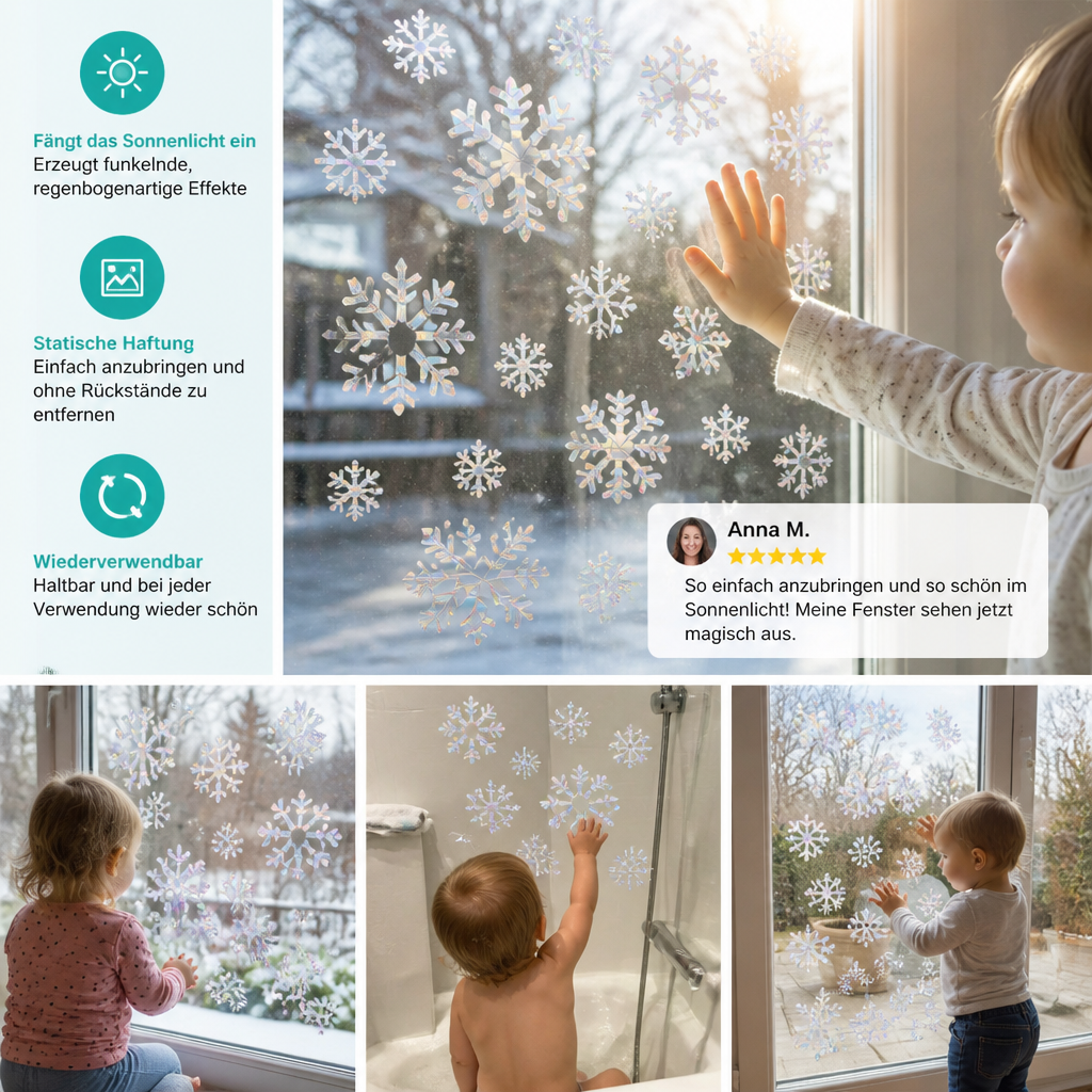 Wiederverwendbare Schneeflocken-Sonnenfänger-Fenstersticker