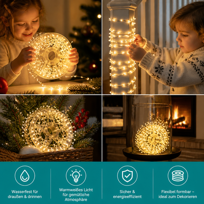 Warmweiße Weihnachts-Cluster-Lichterkette