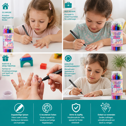 12-Farben-Nail-Art-Stifte-Set mit Doppelspitze – Für feine Details & kreative Designs