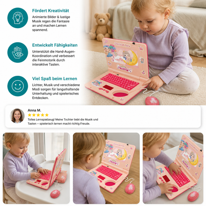 Interaktiver Kinder-Laptop mit Licht, Musik & scrollendem Bildschirm
