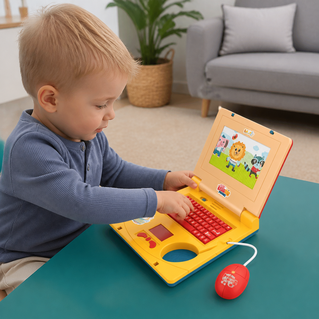 Interaktiver Kinder-Laptop mit Licht, Musik & scrollendem Bildschirm