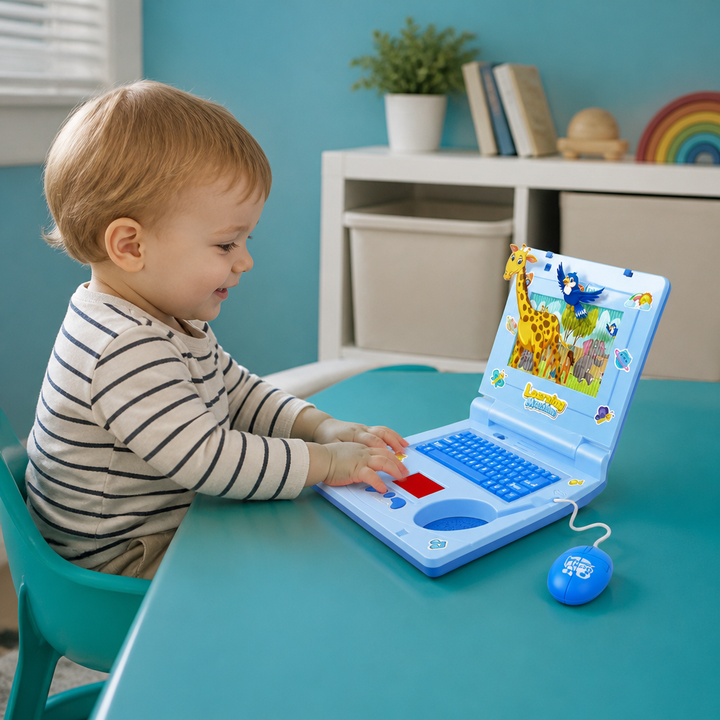 Interaktiver Kinder-Laptop mit Licht, Musik & scrollendem Bildschirm