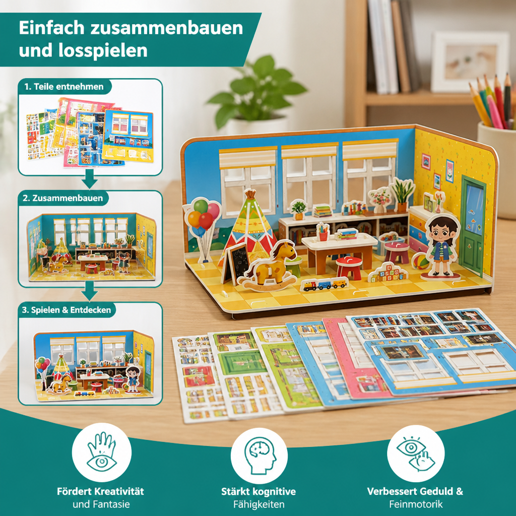 3D-DIY-Spielzimmer-Bauset – Pädagogisches Puzzle- & Bastelset