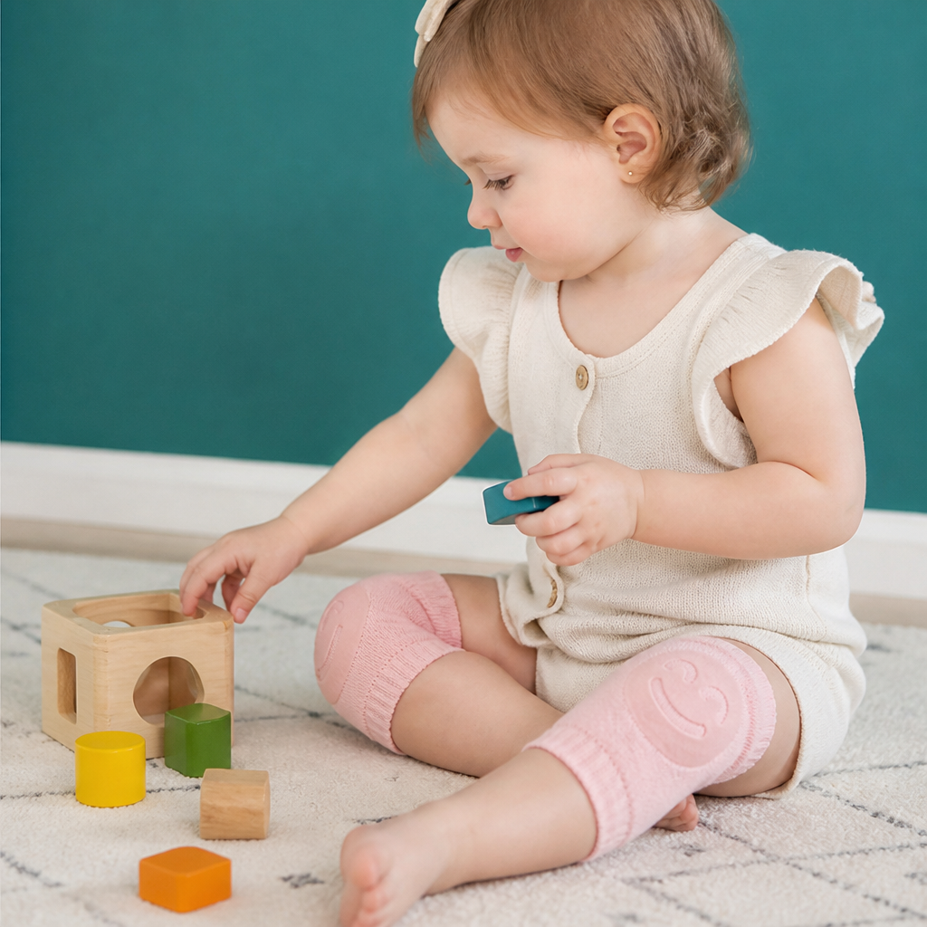 Baby-Krabbel-Knieschoner – Rutschfester Schutz mit Smiley-Design
