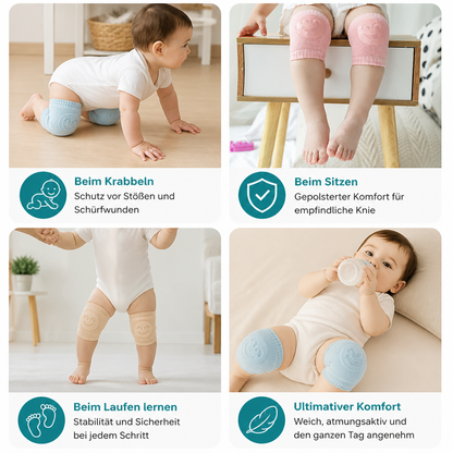 Baby-Krabbel-Knieschoner – Rutschfester Schutz mit Smiley-Design