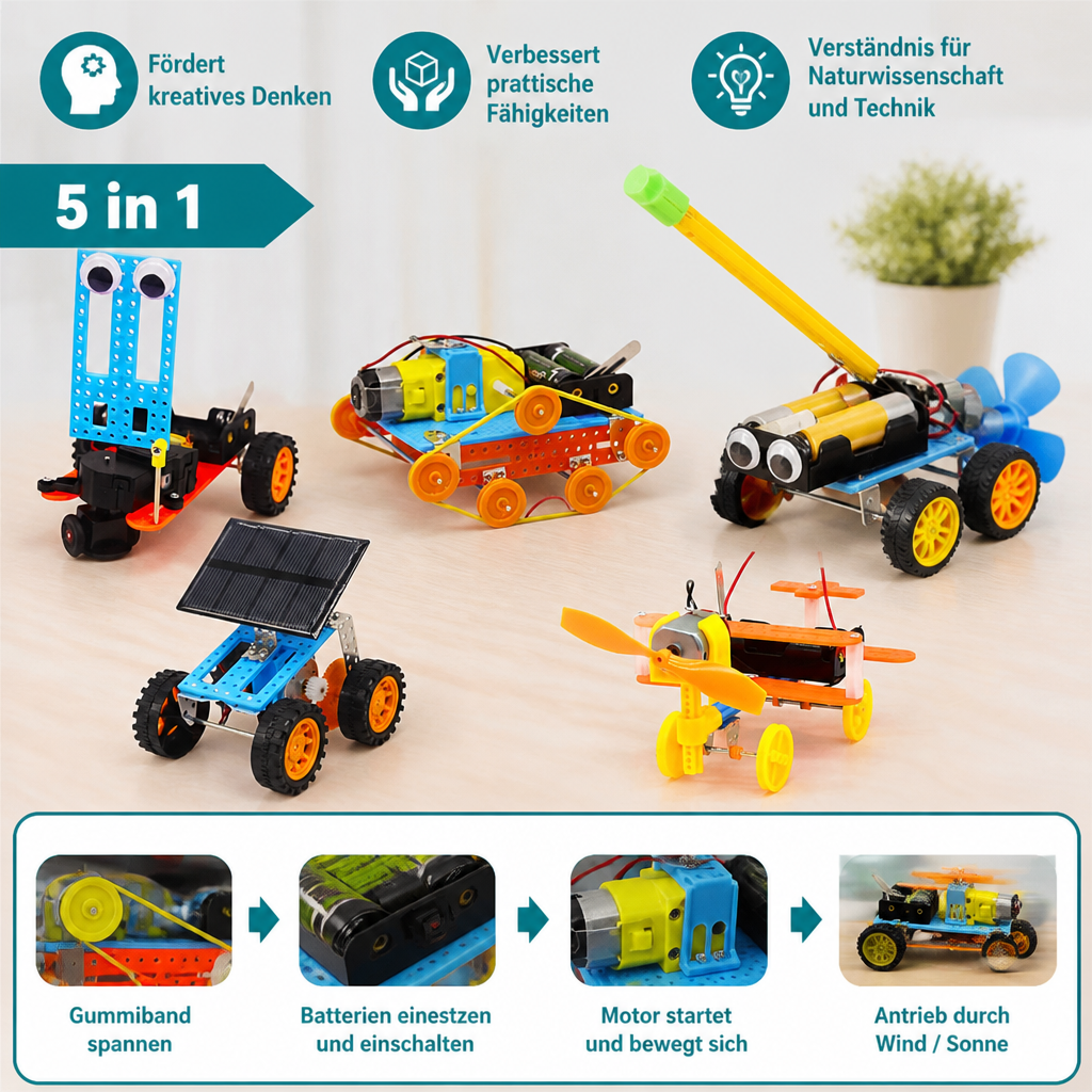 5-in-1 DIY-MINT-Fahrzeug-Bauset für Kinder