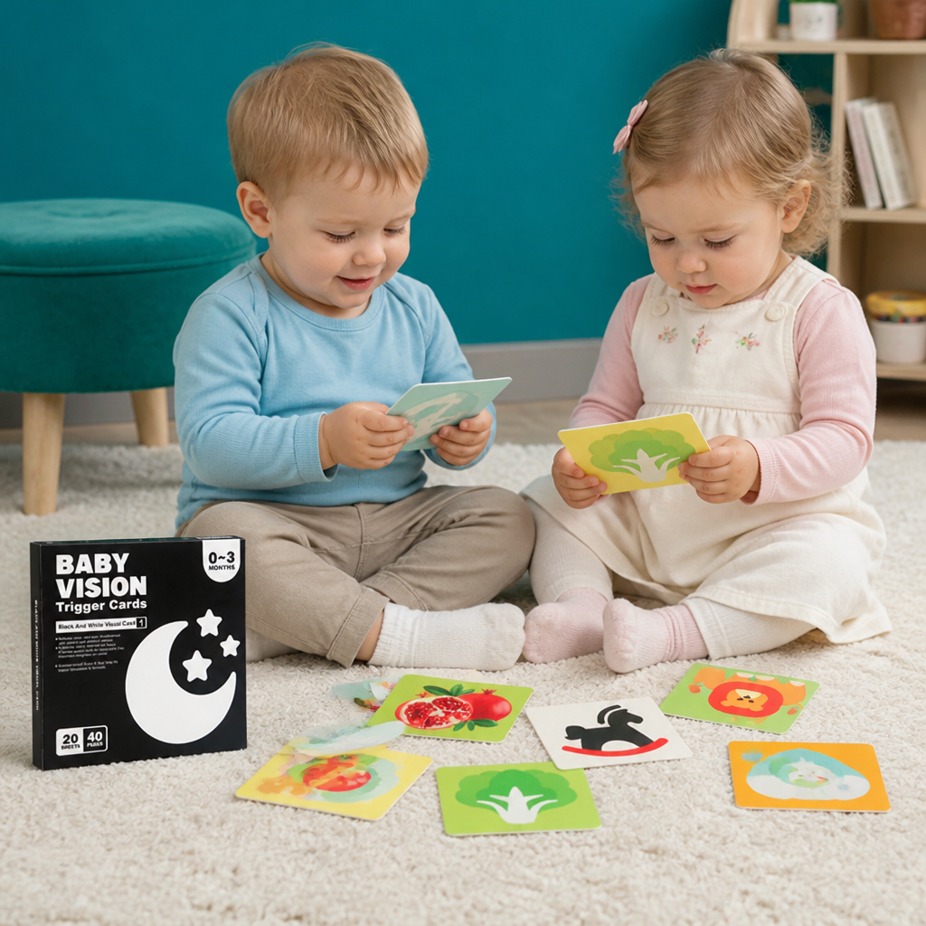 Montessori Lernkarten für Babys – Visuelle Stimulation, Farberkennung & Sortierset