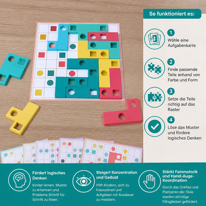 Montessori Holz-Formenpuzzle – Farben- & Logik-Denkspiel für Kinder
