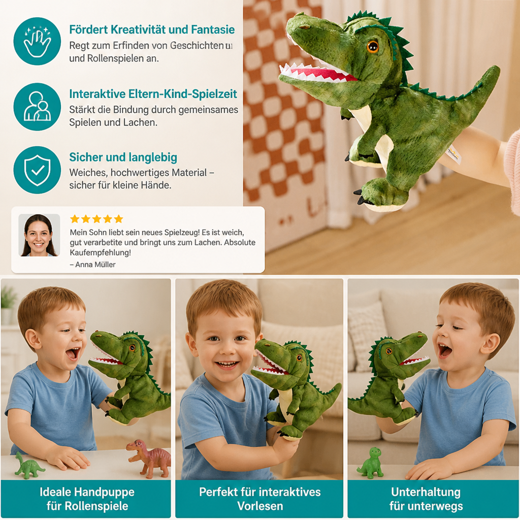 Lustige Dinosaurier-Plüsch-Handpuppe
