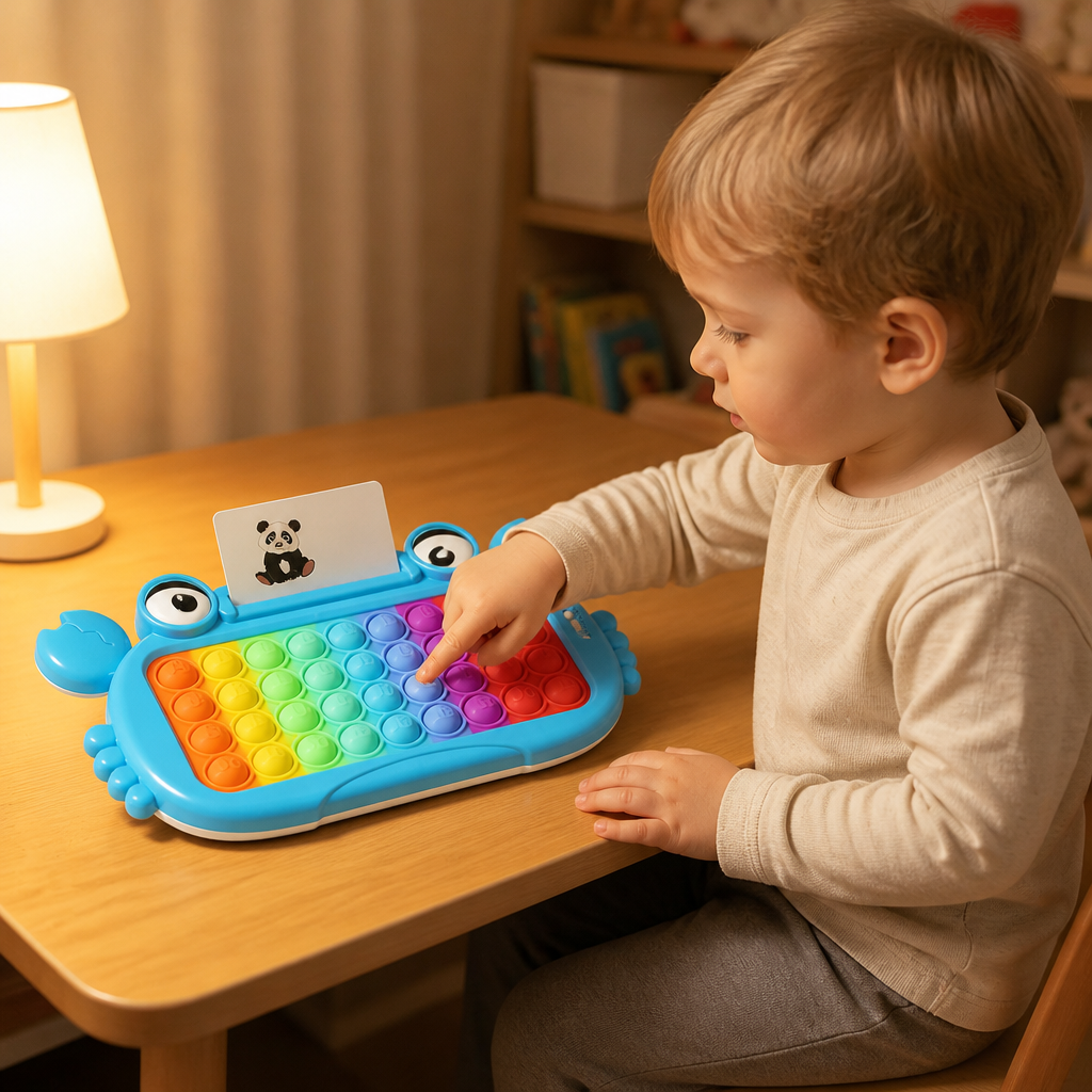 Interaktives sprechendes Lernkarten-Tablet mit Pop-It-Tastatur, Buchstabier- & Phonetikspielen