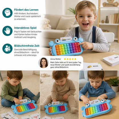 Interaktives sprechendes Lernkarten-Tablet mit Pop-It-Tastatur, Buchstabier- & Phonetikspielen