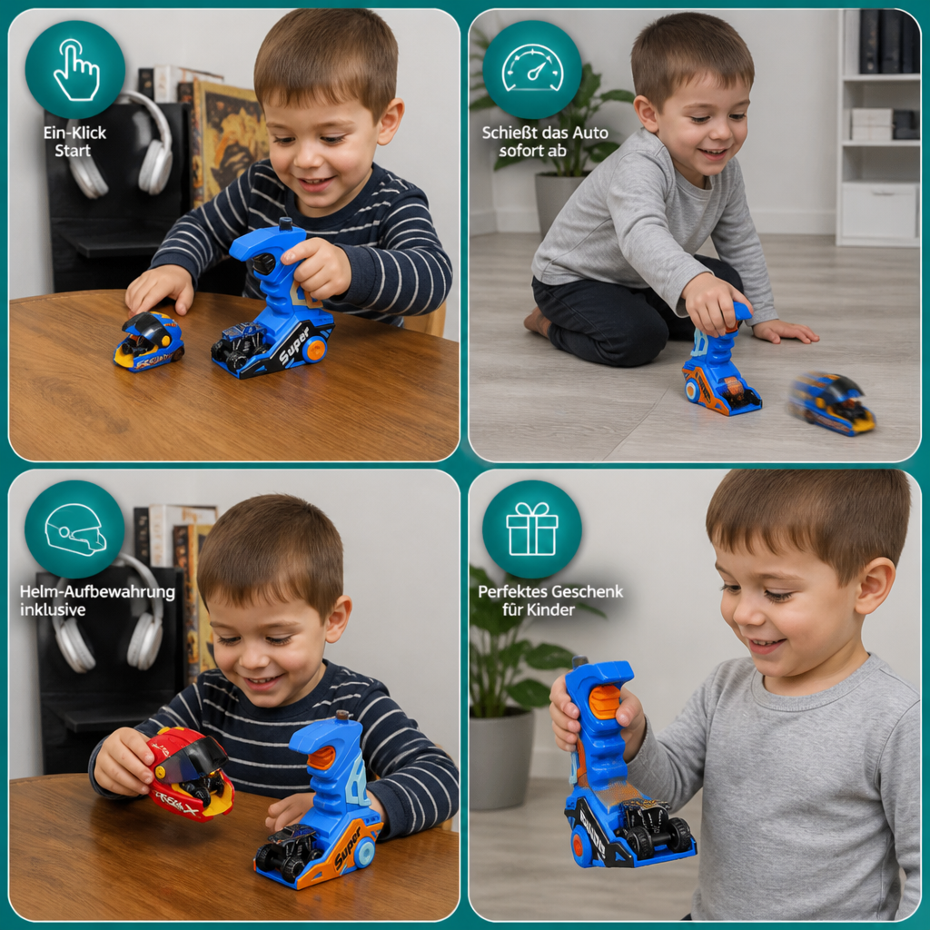 1-Klick Monstertruck-Katapult im Helm-Design mit Tragegriff
