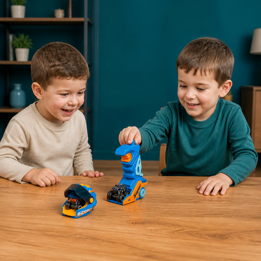 1-Klick Monstertruck-Katapult im Helm-Design mit Tragegriff