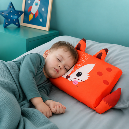 Beruhigendes ergonomisches Kinderkissen mit Tiermotiv-Kissenbezug