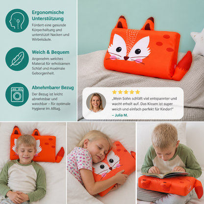Beruhigendes ergonomisches Kinderkissen mit Tiermotiv-Kissenbezug