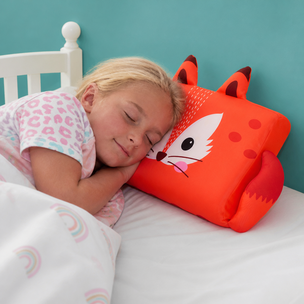 Beruhigendes ergonomisches Kinderkissen mit Tiermotiv-Kissenbezug