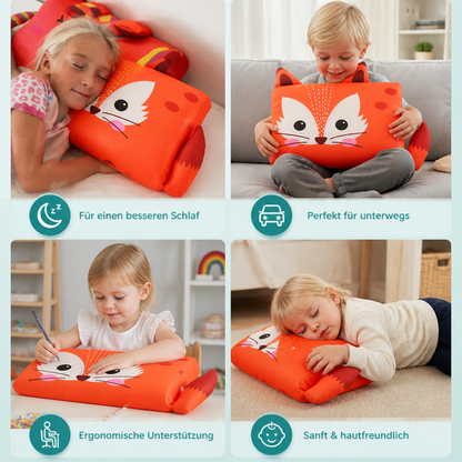 Beruhigendes ergonomisches Kinderkissen mit Tiermotiv-Kissenbezug